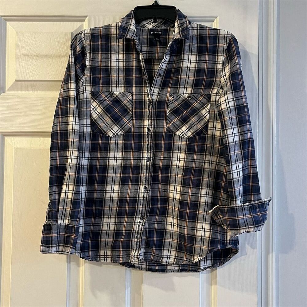 True Religion Women's Plaid Button-Down Shirt Multicolor Size S Casual